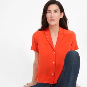 Everlane silk blouse with collar - orange